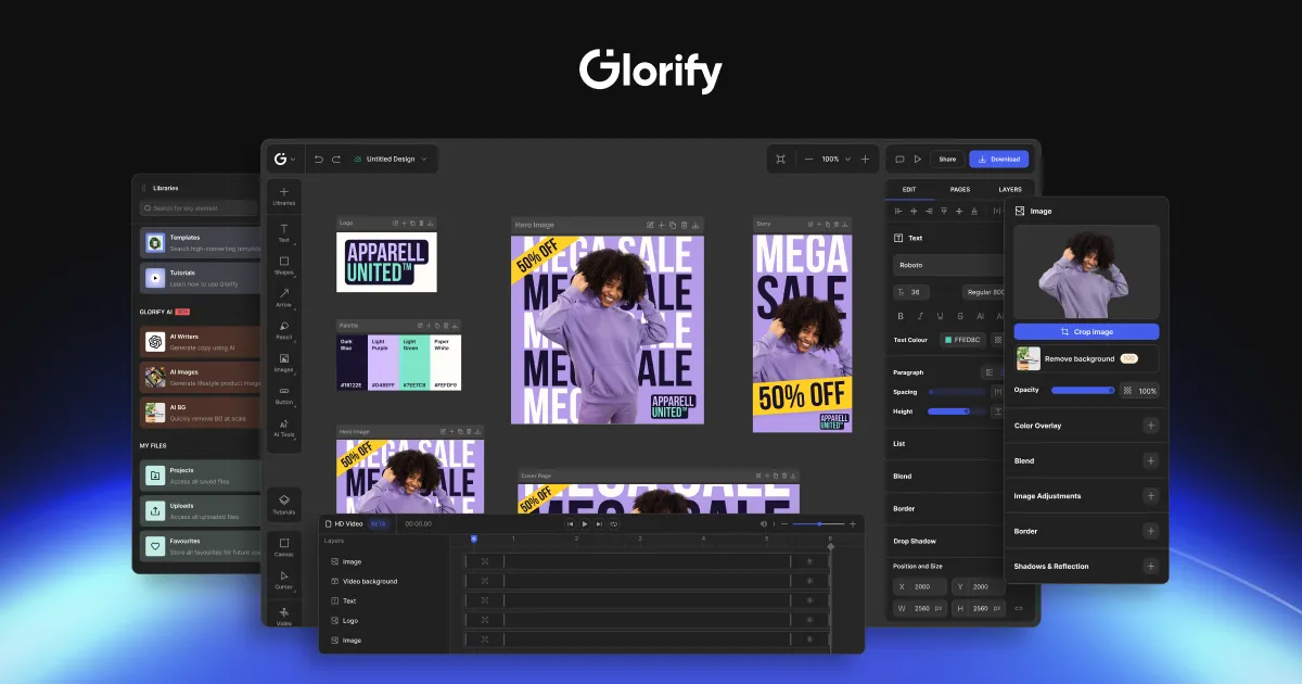 Glorify - Online Graphic Design Tool for E-com Business Owners