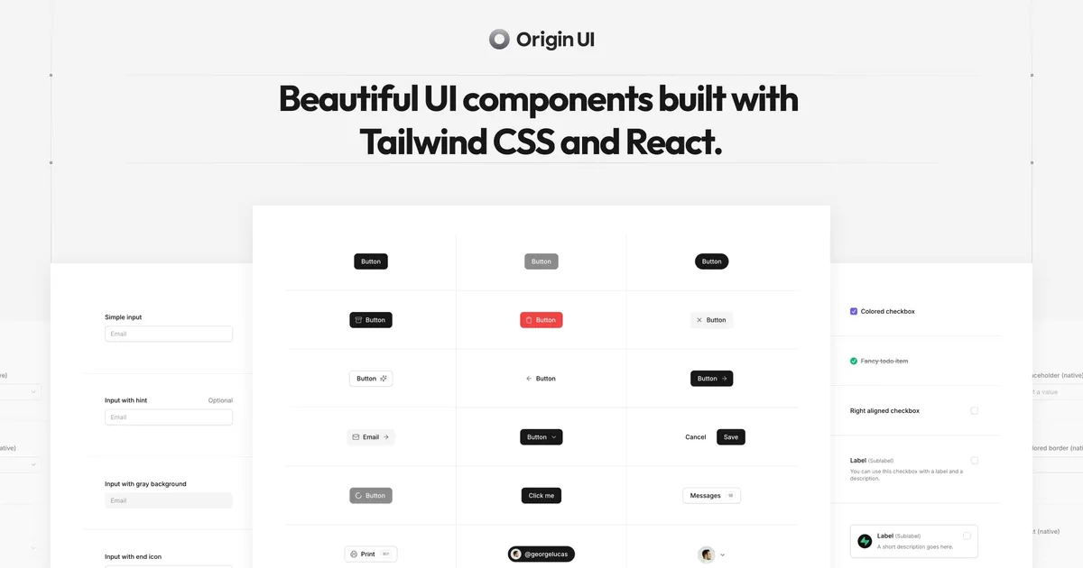 Origin UI - Beautiful UI components built with Tailwind CSS and React